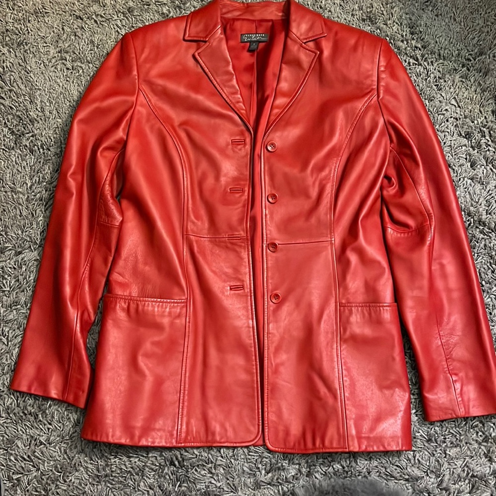 Red leather jacket size 6